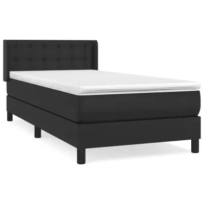 vidaXL Box spring postelja z vzmetnico črna 90x200 cm umetno usnje