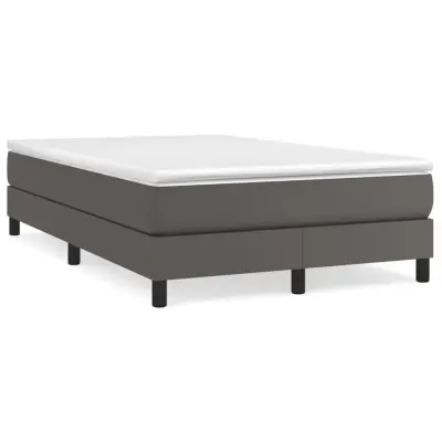vidaXL Box spring postelja z vzmetnico siva 120x200 cm umetno usnje