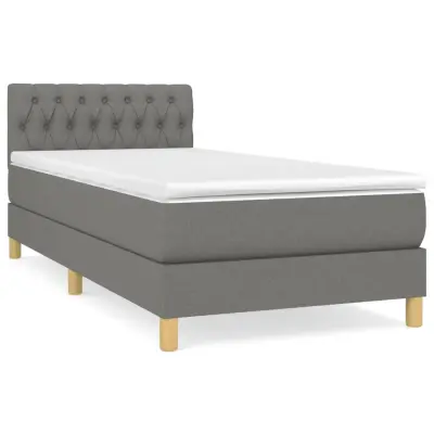 vidaXL Box spring postelja z vzmetnico temno siva 100x200 cm blago