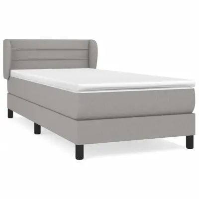 vidaXL Box spring postelja z vzmetnico svetlo siv 100x200 cm blago
