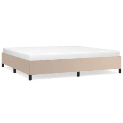 vidaXL Posteljni okvir kapučino 200x200  cm umetno usnje