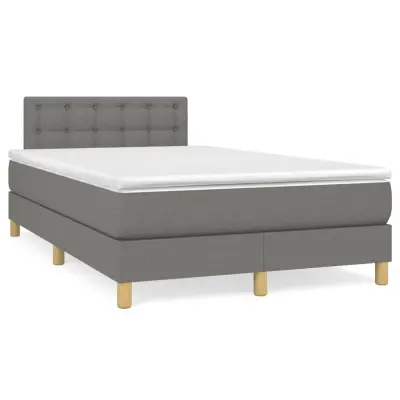 vidaXL Box spring postelja z vzmetnico temno siva 120x200 cm blago