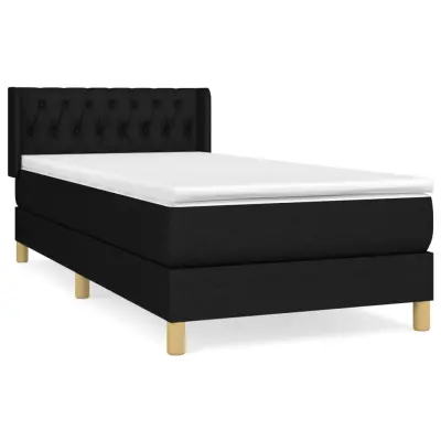 vidaXL Box spring postelja z vzmetnico črna 90x200 cm blago