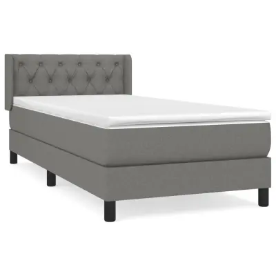 vidaXL Box spring postelja z vzmetnico temno siva 80x200 cm blago