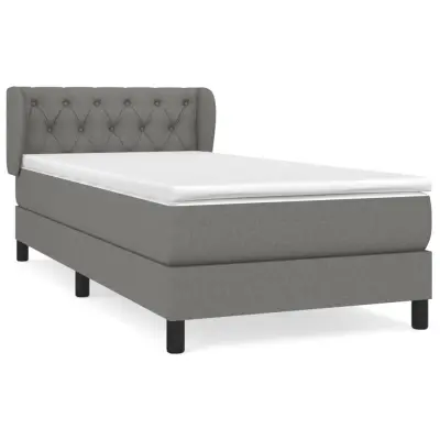 vidaXL Box spring postelja z vzmetnico temno siva 80x200 cm blago