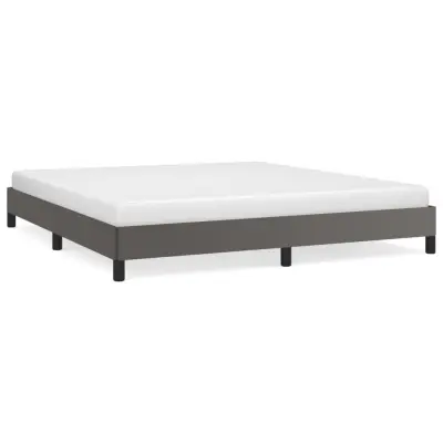 vidaXL Posteljni okvir siv 160x200 cm umetno usnje