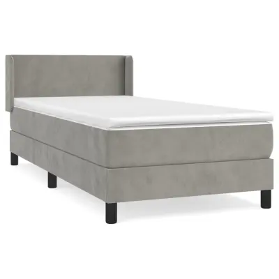 vidaXL Box spring postelja z vzmetnico svetlo siva 90x200 cm žamet