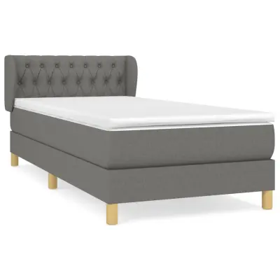 vidaXL Box spring postelja z vzmetnico temno siva 90x200 cm blago