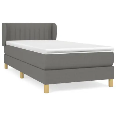 vidaXL Box spring postelja z vzmetnico temno siva 90x200 cm blago
