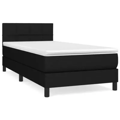 vidaXL Box spring postelja z vzmetnico črn 90x190 cm blago