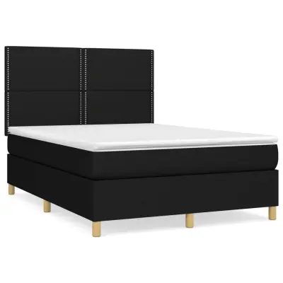 vidaXL Box spring postelja z vzmetnico črna 140x200 cm blago