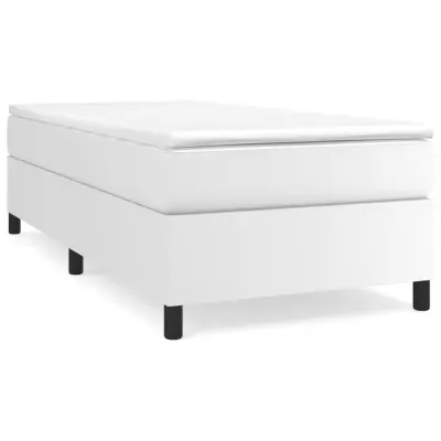 vidaXL Box spring postelja z vzmetnico bela 80x200 cm umetno usnje