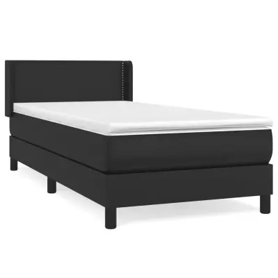vidaXL Box spring postelja z vzmetnico črna 90x190 cm umetno usnje