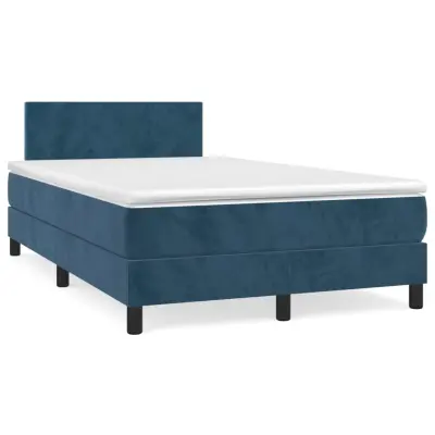 vidaXL Box spring postelja z vzmetnico temno modra 120x200 cm žamet