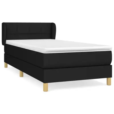 vidaXL Box spring postelja z vzmetnico črn 90x190 cm blago