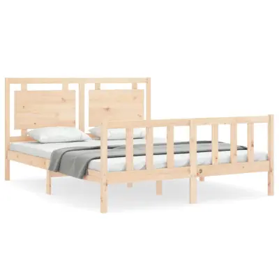 vidaXL Posteljni okvir z vzglavjem trden les