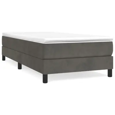 vidaXL Box spring postelja z vzmetnico temno siv 90x190 cm žamet
