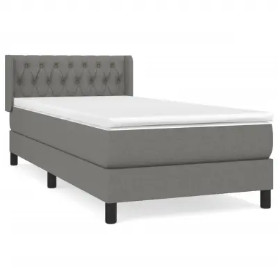 vidaXL Box spring postelja z vzmetnico temno siva 90x190 cm blago
