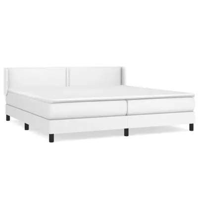 vidaXL Box spring postelja z vzmetnico bela 200x200 cm umetno usnje