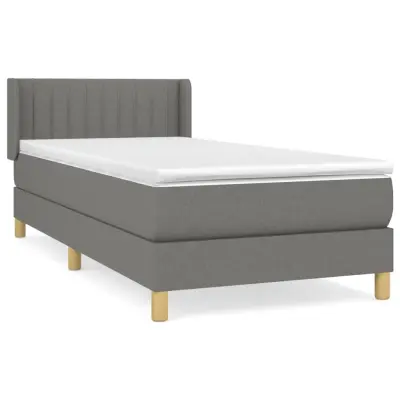 vidaXL Box spring postelja z vzmetnico temno siva 90x200 cm blago