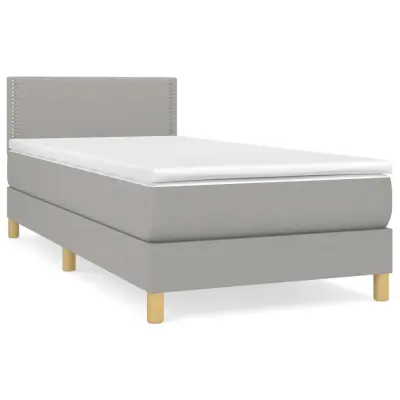 vidaXL Box spring postelja z vzmetnico svetlo siva 90x190 cm blago