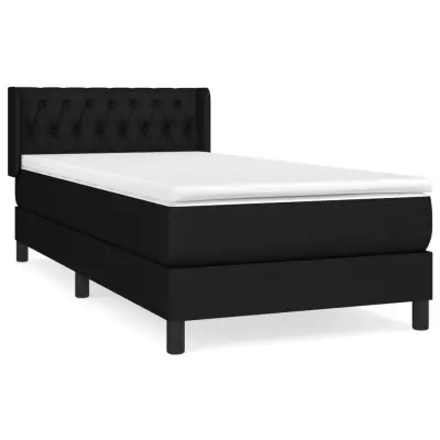 vidaXL Box spring postelja z vzmetnico črna 100x200 cm blago
