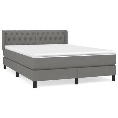 vidaXL Box spring postelja z vzmetnico temno siva 140x200 cm blago