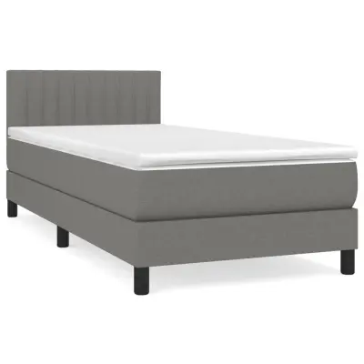 vidaXL Box spring postelja z vzmetnico temno siva 100x200 cm blago