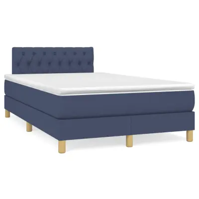 vidaXL Box spring postelja z vzmetnico moder 120x200 cm blago