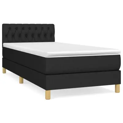 vidaXL Box spring postelja z vzmetnico črna 100x200 cm blago