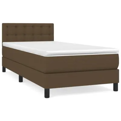 vidaXL Box spring postelja z vzmetnico temno rjava 100x200 cm blago