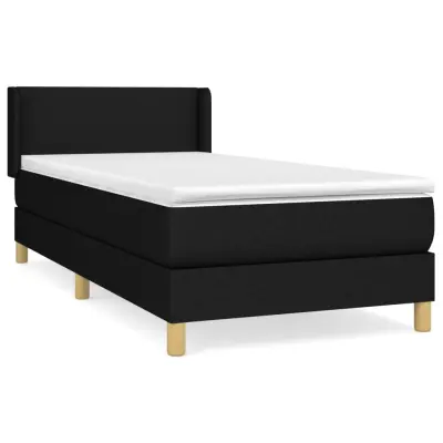 vidaXL Box spring postelja z vzmetnico črna 100x200 cm blago