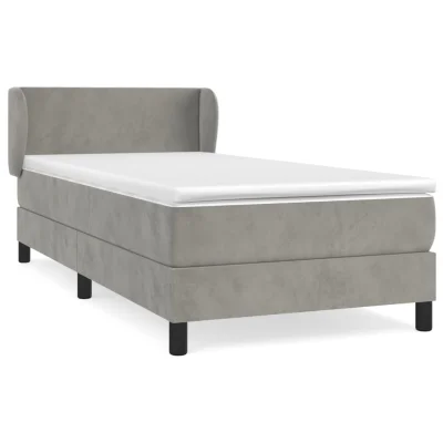 vidaXL Box spring postelja z vzmetnico svetlo siva 80x200 cm žamet