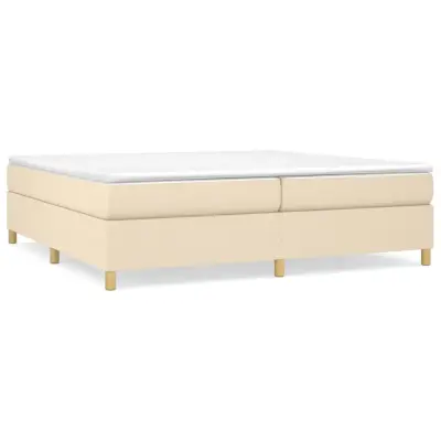 vidaXL Box spring postelja z vzmetnico krem 200x200 cm blago