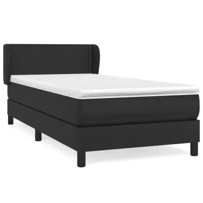 vidaXL Box spring postelja z vzmetnico črna 90x200 cm umetno usnje