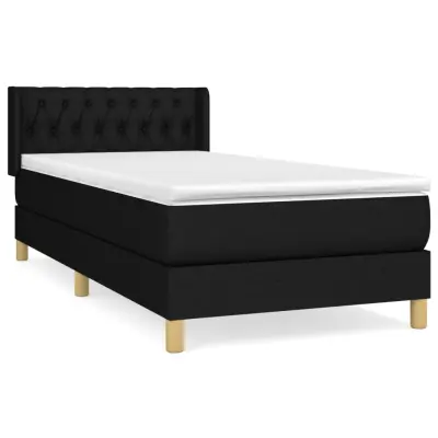 vidaXL Box spring postelja z vzmetnico črn 90x190 cm blago