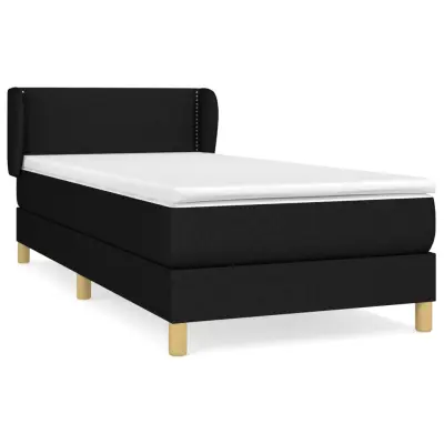 vidaXL Box spring postelja z vzmetnico črna 90x200 cm blago