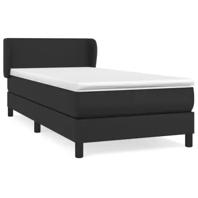vidaXL Box spring postelja z vzmetnico črna 80x200 cm umetno usnje