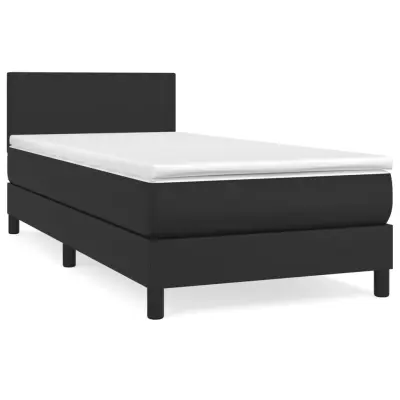 vidaXL Box spring postelja z vzmetnico črna 90x200 cm umetno usnje