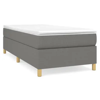 vidaXL Box spring postelja z vzmetnico temno siva 90x200 cm blago