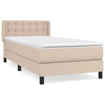 vidaXL Box spring postelja z vzmetnico kapučino 100x200cm umetno usnje