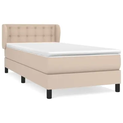 vidaXL Box spring postelja z vzmetnico kapučino 100x200cm umetno usnje