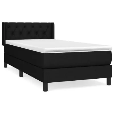 vidaXL Box spring postelja z vzmetnico črna 80x200 cm blago