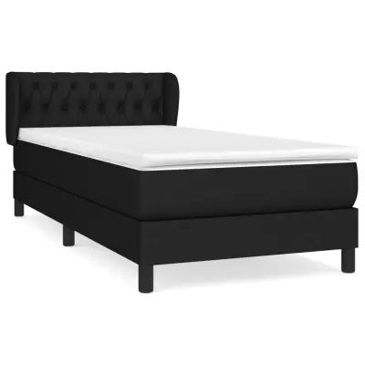 vidaXL Box spring postelja z vzmetnico črna 90x200 cm blago