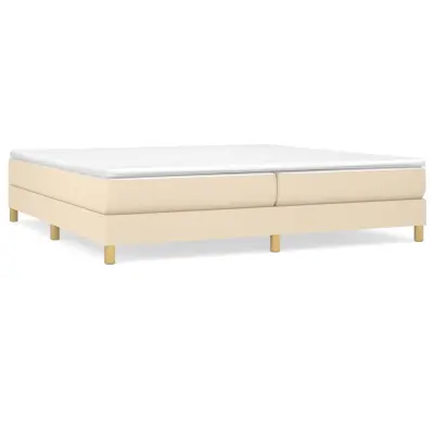 vidaXL Box spring postelja z vzmetnico krem 200x200 cm blago
