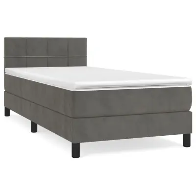vidaXL Box spring postelja z vzmetnico temno siva 80x200 cm žamet