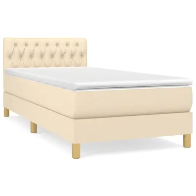 vidaXL Box spring postelja z vzmetnico krem 90x200 cm blago