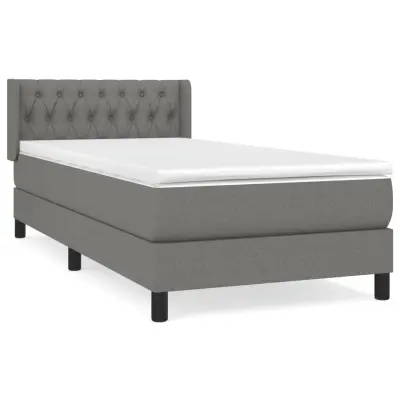 vidaXL Box spring postelja z vzmetnico temno siva 100x200 cm blago
