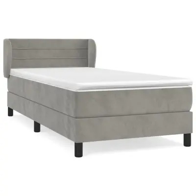 vidaXL Box spring postelja z vzmetnico svetlo siva 80x200 cm žamet