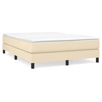 vidaXL Box spring postelja z vzmetnico krem 140x200 cm blago